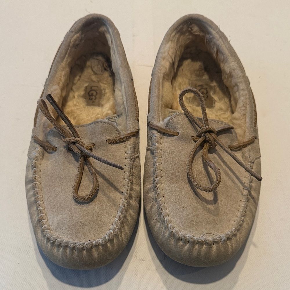 UGG Beige Suede Moccasin Slippers